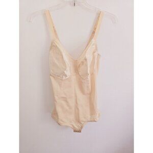 Rago Body Briefer Beige Silky One Piece Bodysuit Wireless Shapewear 38DD